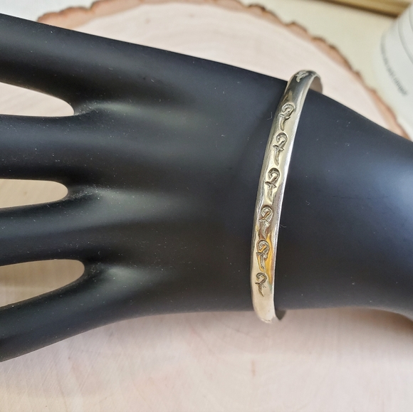 Sterling Silver 925 Sword Motif Bangle Bracelet - Picture 3 of 8